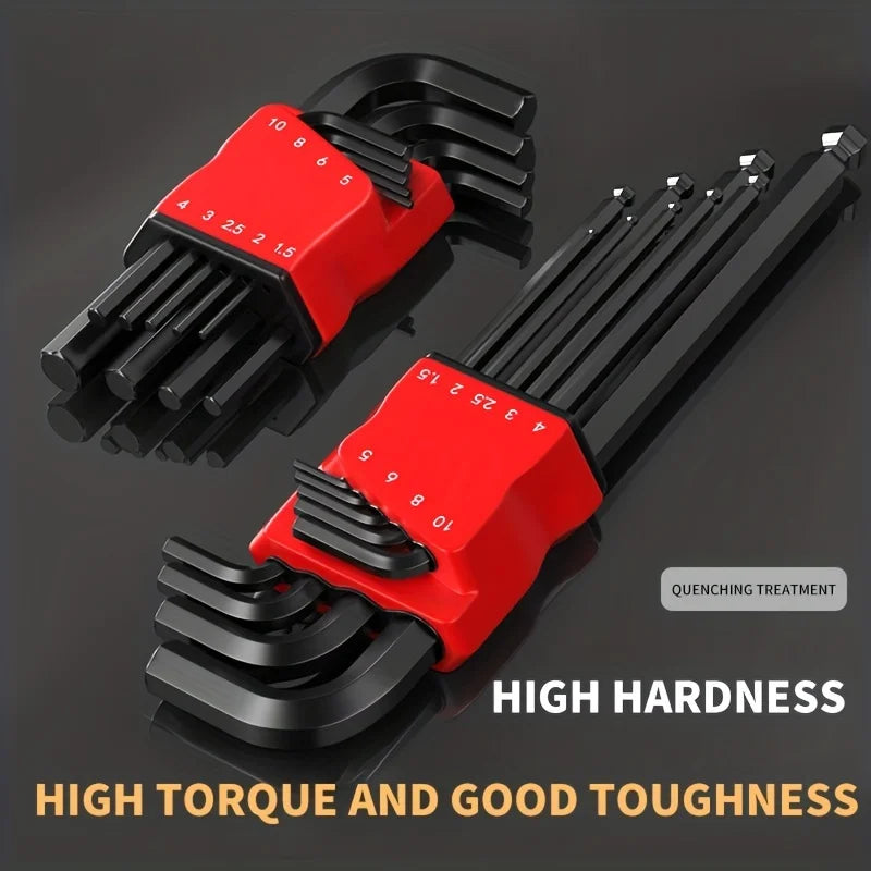 Professional 10-Piece Hex Key Set - Metric & SAE - CR-V Steel Allen Wrenches with Ball End    Home Decor Supply | Online Retail | ShoreShopper.com