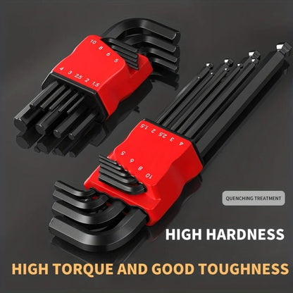 Professional 10-Piece Hex Key Set - Metric & SAE - CR-V Steel Allen Wrenches with Ball End    Home Decor Supply | Online Retail | ShoreShopper.com