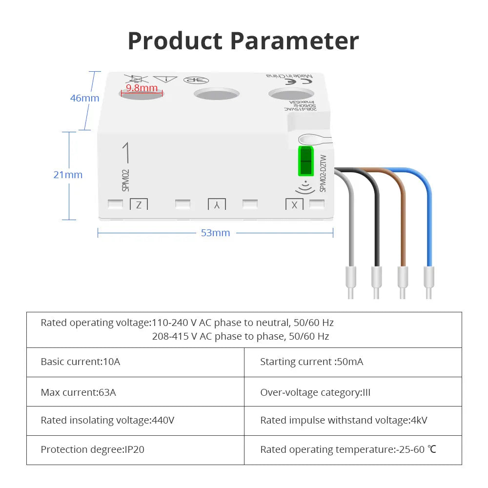 Smart 3-Phase 4-Wire Wifi Power Monitor 63A Bidirectional Solar Energy Meter w/ Tuya App Control - ShoreCo.Shop