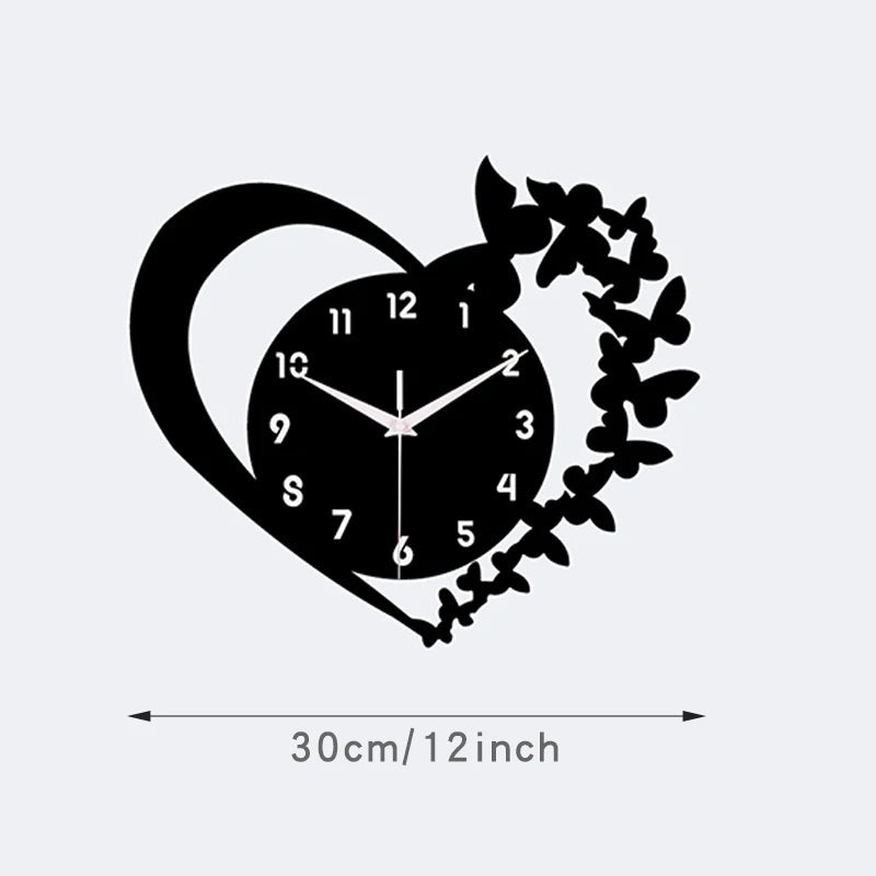 Heart shaped frameless design acrylic silent clock living room bedroom home decoration Mother's Day New Year Easter gift    Home Decor Supply | Online Retail | ShoreShopper.com