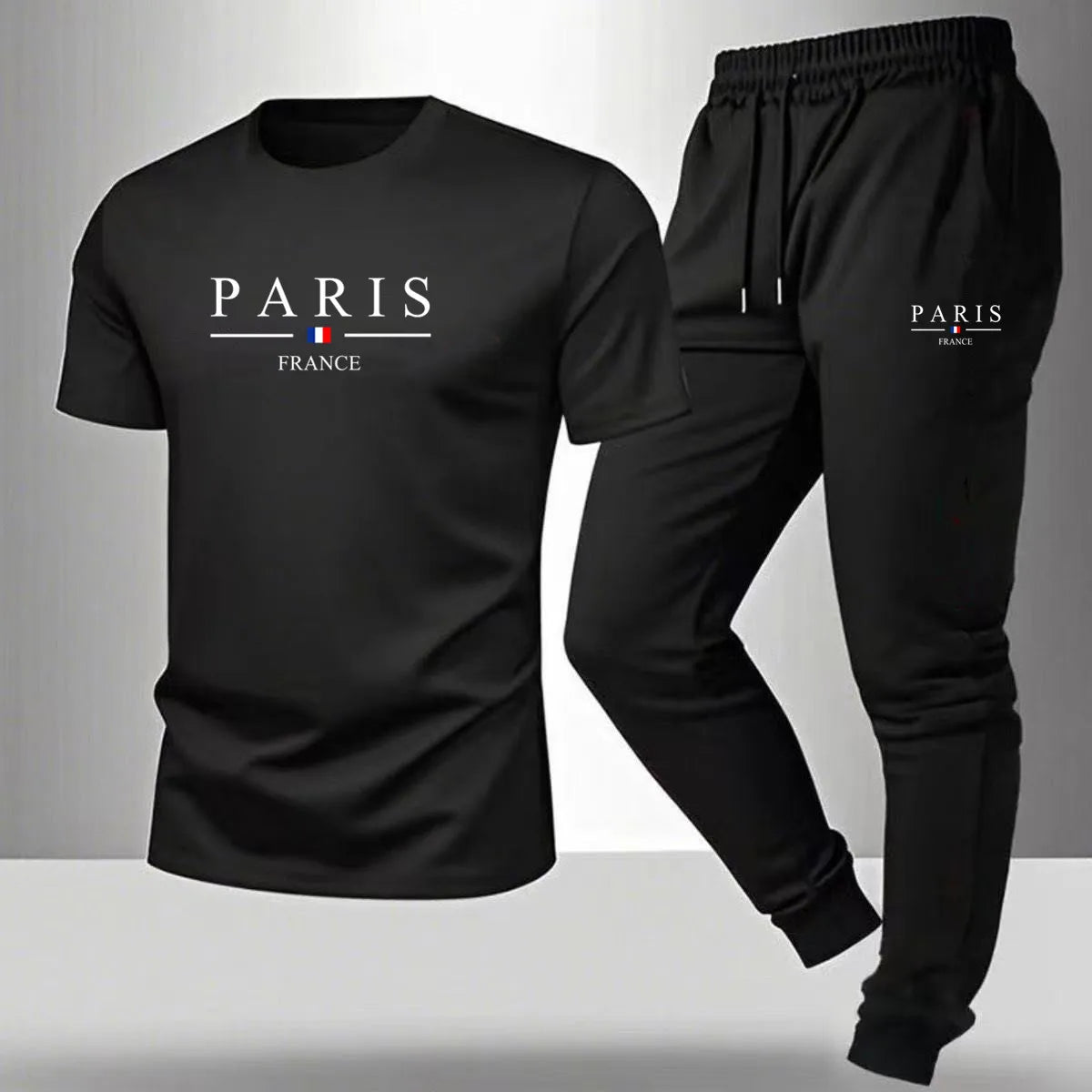 2026 NEW Men's Summer Casual Pants+Short Sleeve T-shirt Set Paris Paris Paris Printed Two Piece Set Men's Sports Set    Home Decor Supply | Online Retail | ShoreShopper.com
