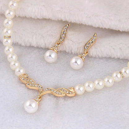 Women's 2 Piece Jewelry Sets One Gold Color Necklace + 1 Pair Earrings Wedding Bridal Pearl Elegant Decoration Pendientes Gifts    Home Decor Supply | Online Retail | ShoreShopper.com