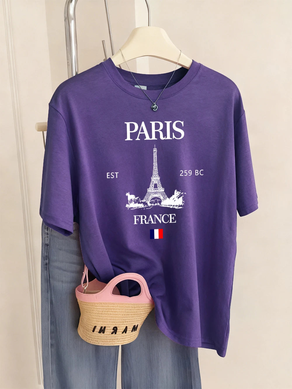 Paris France Eiffel Tower Prints T-Shirts Women Summer Basic Short Sleeve Tops O-Neck Loose T Shirts Basics Soft Womans Clothes    Home Decor Supply | Online Retail | ShoreShopper.com