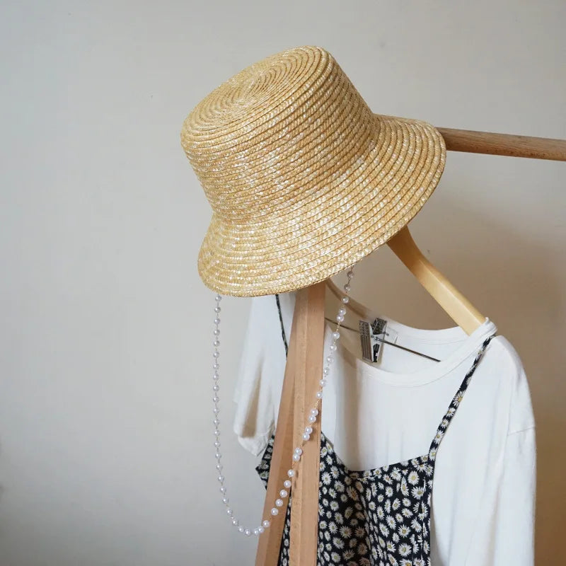 head-wear  summer hat  pearl straw hat lady hat Straw Bucket Hat Blonde coffee  beach hat  harder straw hat    Your Coastal Marketplace | Shoreshopper.com