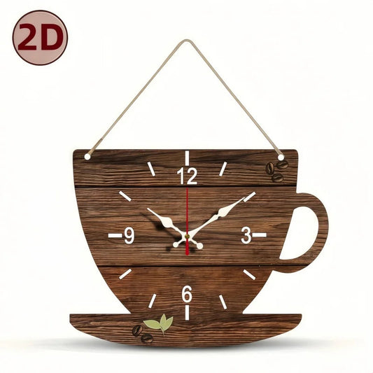 Coffee Cup Shaped Wooden Silent Hanging Wall Clock,Wood Grain Design Suitable For Living Room,Study Room,Bedroom,Home Decoration    Home Decor Supply | Online Retail | ShoreShopper.com