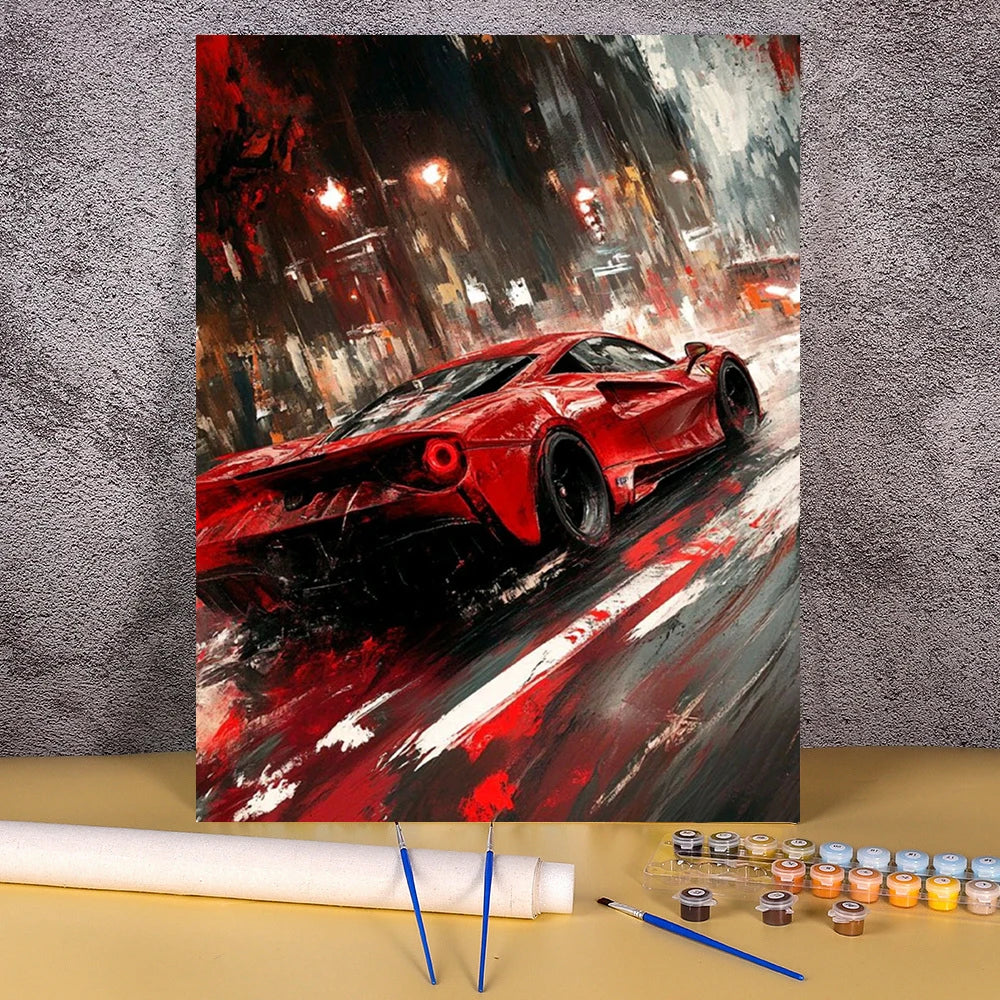 Acrylic Paint By Numbers Red Sports Car  Painting By Numbers On Canvas Coloring By Number For Adults Paint Digital Art    Home Decor Supply | Online Retail | ShoreShopper.com