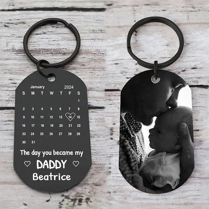 Father's Day Custom Photo Keychain Commemorative The Day You Became My Daddy Stainless Steel Keyring Personalized Gift For Daddy    Your Coastal Marketplace | Shoreshopper.com