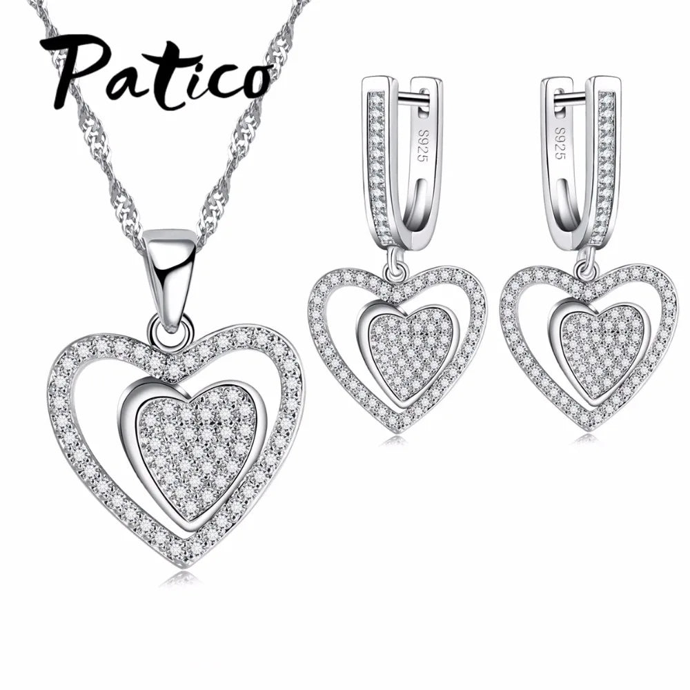 Wedding Jewelry Sets For Brides Fine Silver Drop Crystal Earrings Necklace Wedding Jewelry Genuine 925 Sterling Silver    Home Decor Supply | Online Retail | ShoreShopper.com