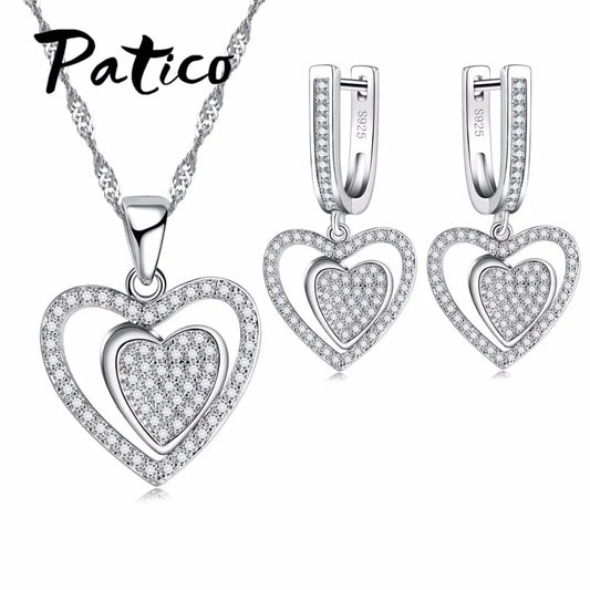 Wedding Jewelry Sets For Brides Fine Silver Drop Crystal Earrings Necklace Wedding Jewelry Genuine 925 Sterling Silver    Home Decor Supply | Online Retail | ShoreShopper.com
