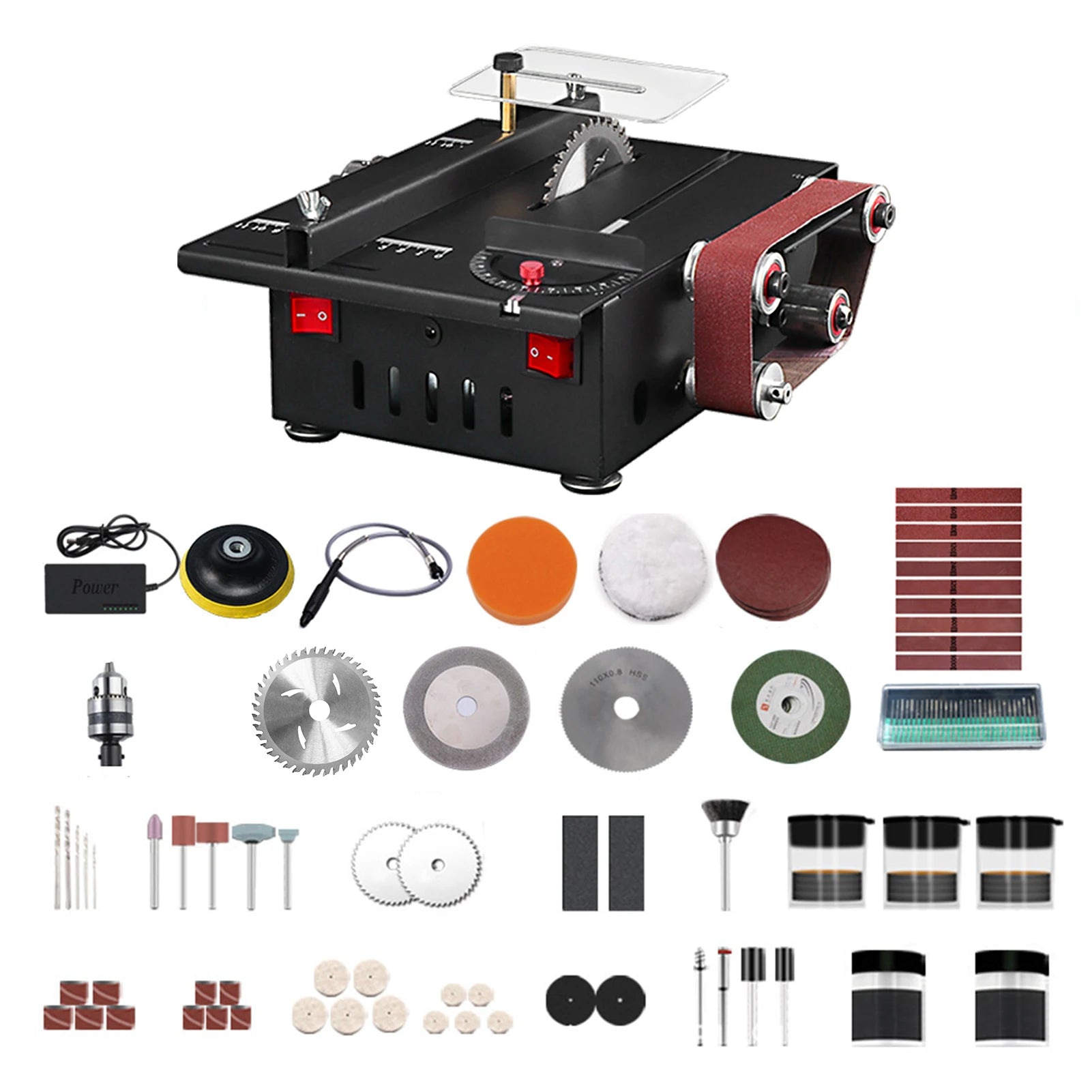 200W Circular Table Saw Mini Bench Saw and Belt Sander Variable Speed 30mm Cutting Depth for Wood Plastic Stone Metal Knife - ShoreCo.Shop