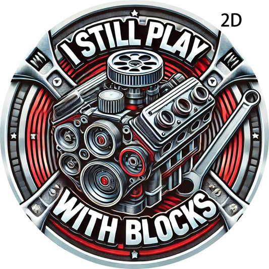 Vintage 8x8 Inch "I Still Play with Blocks" Car Mechanic Aluminum Wall Art Sign - Retro Metal Decor for Home, Office, or Garage    Home Decor Supply | Online Retail | ShoreShopper.com