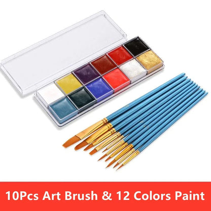 Arts Painting Set,10pcs Nylon Paint Brushes & 12 Colors Art Paint for Children Adults , Art Supplies    Home Decor Supply | Online Retail | ShoreShopper.com