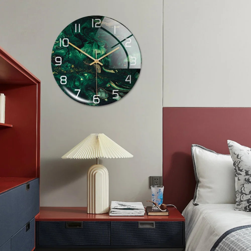 Black Gold Marble Metal Needle Modern Acrylic Round Clock 12"    Home Decor Supply | Online Retail | ShoreShopper.com