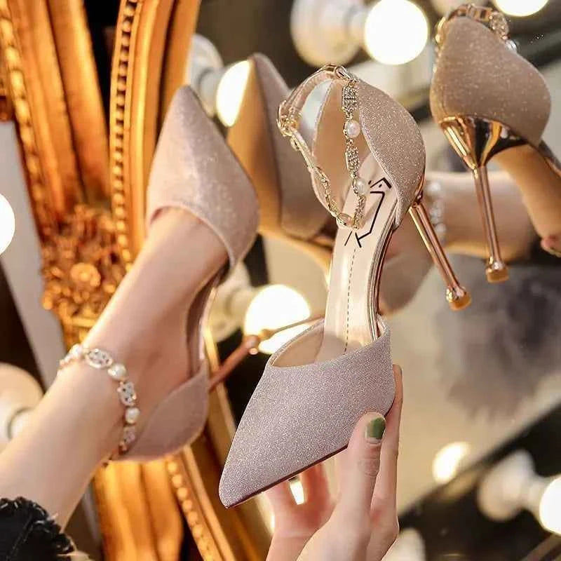 zapatos de mujer women sexy silver high quality wedding high heel shoes lady classic comfort spring & summer stiletto heels b635