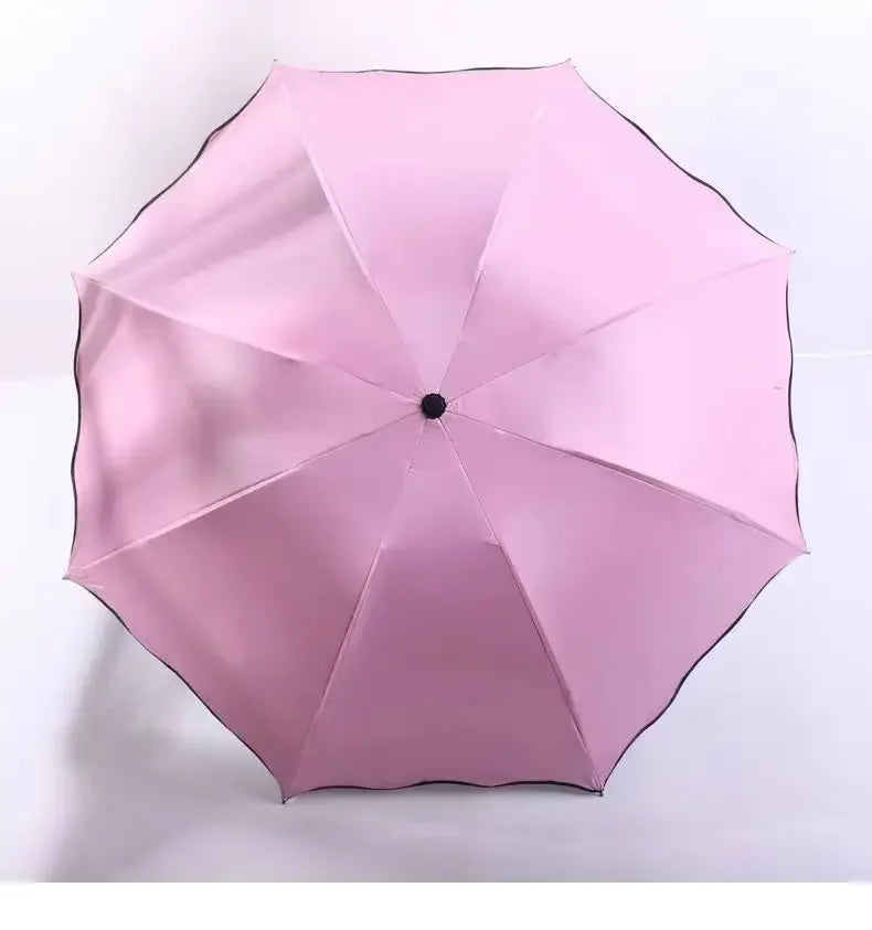 Umbrella Encountering Water Flowering 3-Fold Handheld Travel Umbrella UV Protection Portable Rain Umbrella with Parasol Frame    Your Coastal Marketplace | Shoreshopper.com