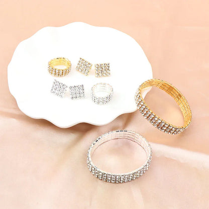 4Pcs/set Bridal Jewelry Set Necklace Bracelets Ring Earrings Set Super Gorgeous Luxury Shiny Fashion Jewelry Party Gift    Home Decor Supply | Online Retail | ShoreShopper.com