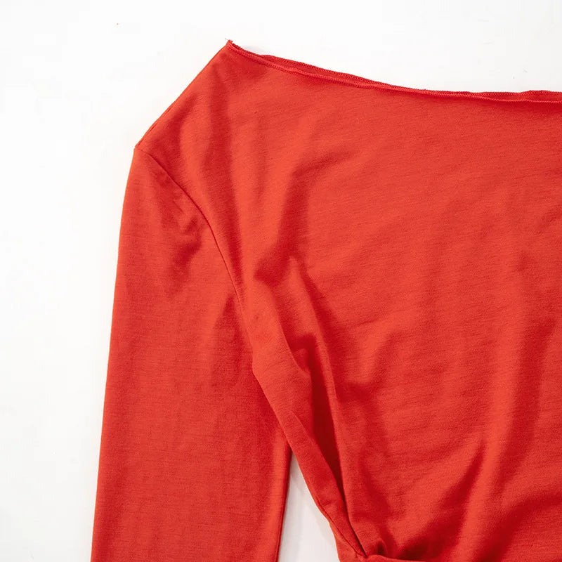 One Shoulder T Shirts For Women Aesthetic Clothes Sashes Crop Top Y2k Accessories Long Sleeve Lady Tshirt Ropa Mujer Camisetas    Your Coastal Marketplace | Shoreshopper.com