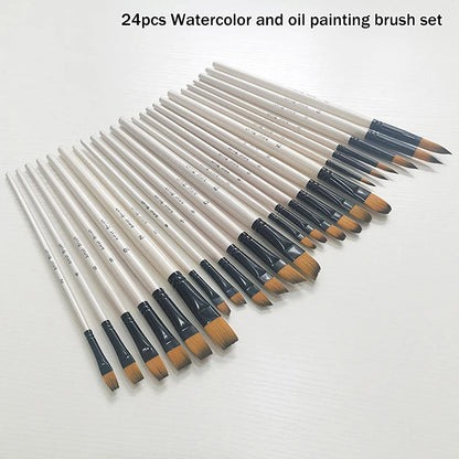 ♥24 Pcs Pearl White Art Paintbrush Set – Nylon Brushes for Oil, Acrylic & Watercolor Painting    Home Decor Supply | Online Retail | ShoreShopper.com
