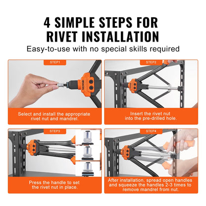 SucceBuy 14" 16" Rivet Nut Tool Rivnut Tool Kit with Metric and SAE Mandrels 70PCS/186PCS Rivet Nuts With Rugged Carrying Case    Home Decor Supply | Online Retail | ShoreShopper.com