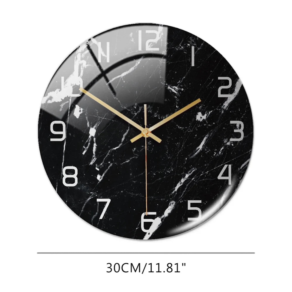Black Gold Marble Metal Needle Modern Acrylic Round Clock 12"    Home Decor Supply | Online Retail | ShoreShopper.com