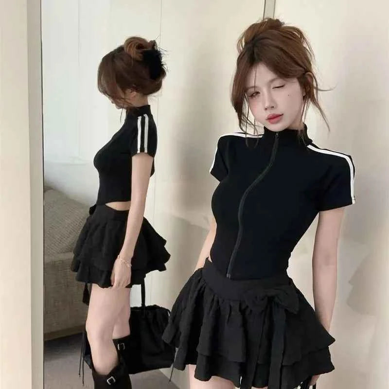 Short-sleeved T Shirt For Women Sweet And Spicy Pure Desire Design Sense Slim And Slimming T-shirt
