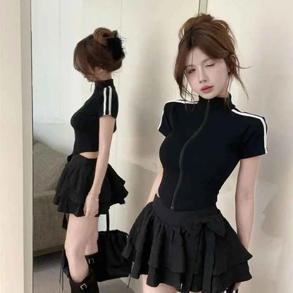 Short-sleeved T Shirt For Women Sweet And Spicy Pure Desire Design Sense Slim And Slimming T-shirt