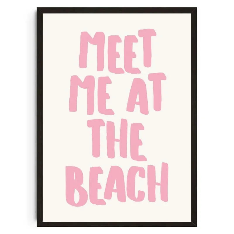 Seashells Meet Me At The Beach Poster Summer Sea Bikini Coastal Quotes Canvas Painting Trendy Wall Art Room Home Decor    Your Coastal Marketplace | Shoreshopper.com