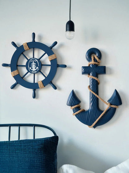 Mediterranean Style Wooden Ship Anchor Decorative Hanging Piece - Ocean Theme Room Wall Decor Photo Wall Accessories    Your Coastal Marketplace | Shoreshopper.com