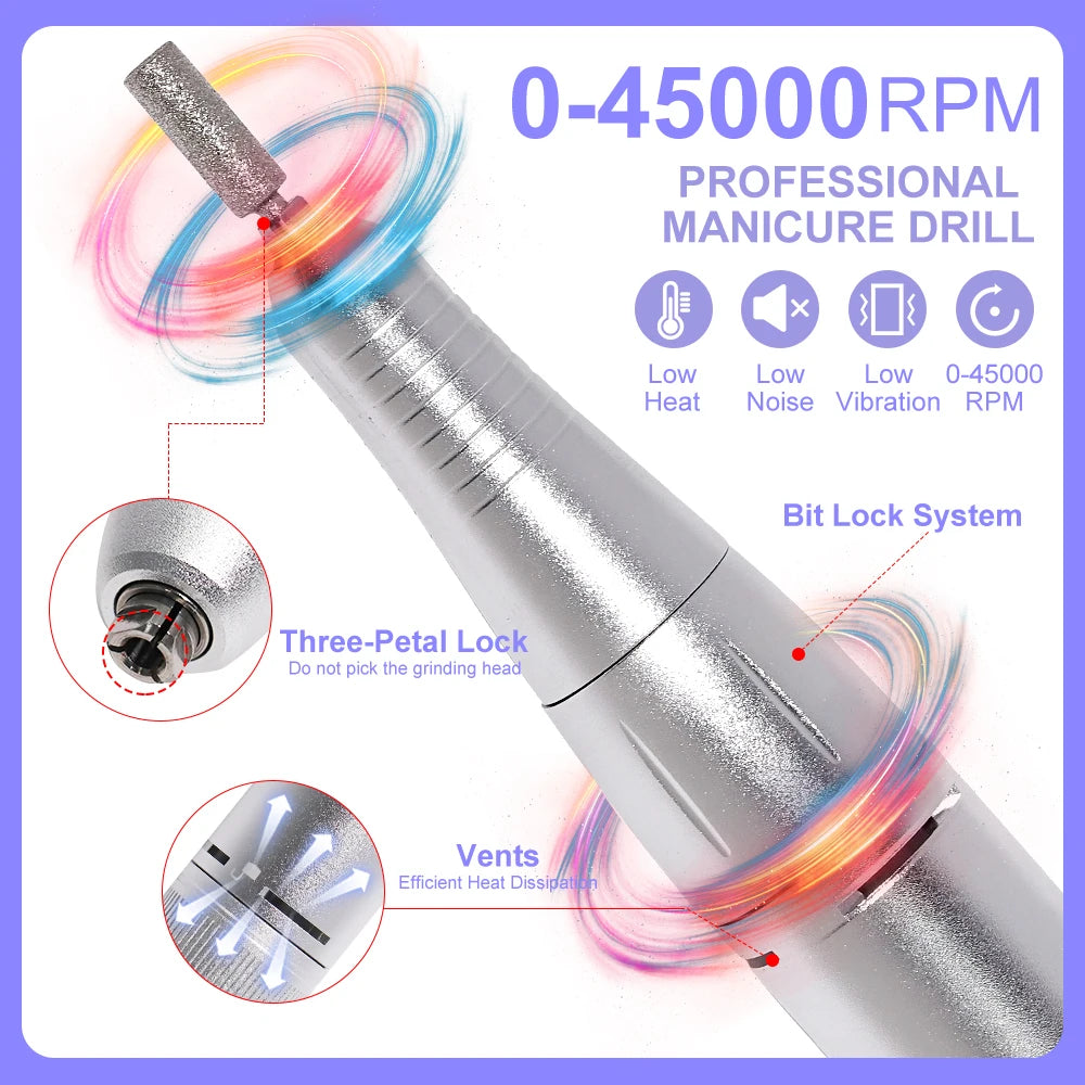 45000RPM Professional Nail Drill Machine Rechargeable Low Noise Electric Nail Drill Sander File for Manicure Gel  Polish Tool    Home Decor Supply | Online Retail | ShoreShopper.com