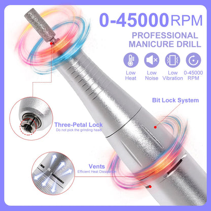 45000RPM Professional Nail Drill Machine Rechargeable Low Noise Electric Nail Drill Sander File for Manicure Gel  Polish Tool    Home Decor Supply | Online Retail | ShoreShopper.com