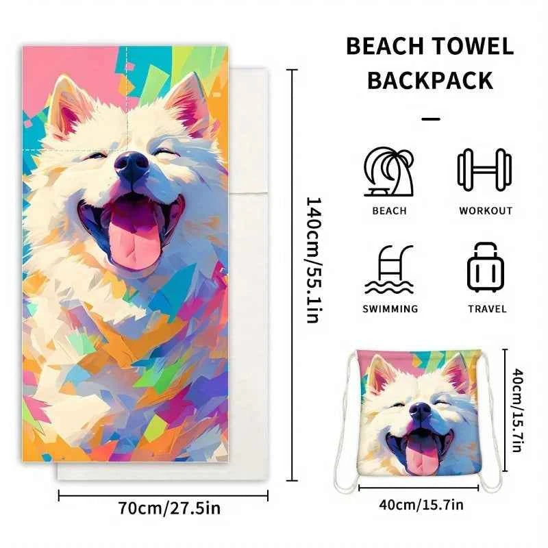 Outdoor, Sports, Home, 2-In-1 Foldable Beach Towel Printed Bath Towel All-In-One Beach Towel Bag for Storage