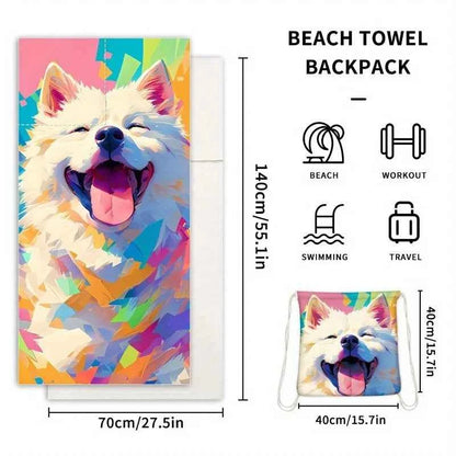 Outdoor, Sports, Home, 2-In-1 Foldable Beach Towel Printed Bath Towel All-In-One Beach Towel Bag for Storage