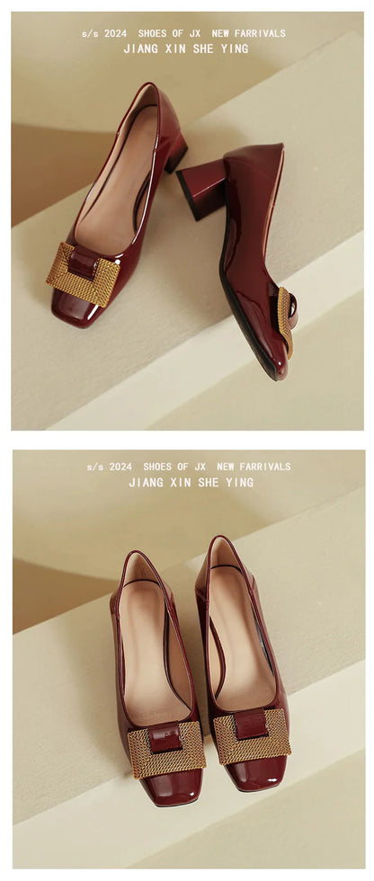 Women's Shoes 2025 New Summer Thick Heels Non Slip High Heels Women Square Head Elegant Middle Wedding Pumps High Quality    Your Coastal Marketplace | Shoreshopper.com