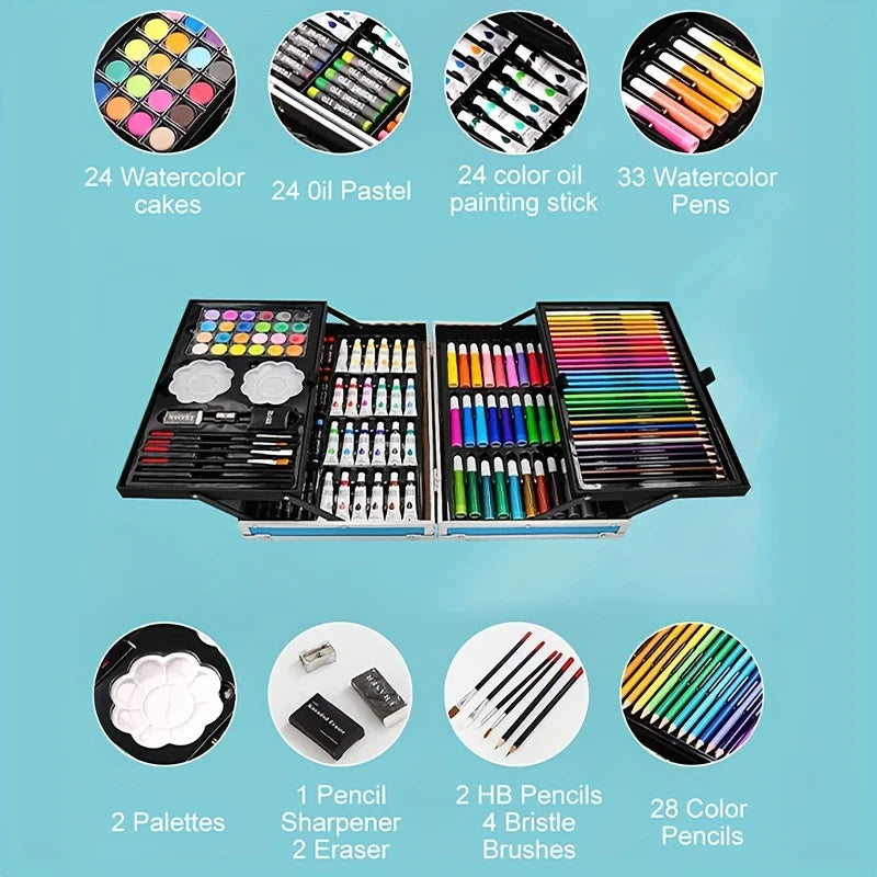 Art Supplies, 145 Pack Painting Drawing Art Kit , Deluxe Double Layers Art Set Crafts, Colored Pencils, Oil Pastels, Watercolor    Home Decor Supply | Online Retail | ShoreShopper.com