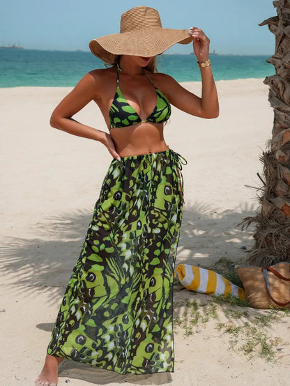 Beach Vacation 3 Piece Bikini Set Women Sexy Leopsrd Print  Swimsuit Women Split Skirts Matching Swimsuit Thong Bathing Suit    Your Coastal Marketplace | Shoreshopper.com