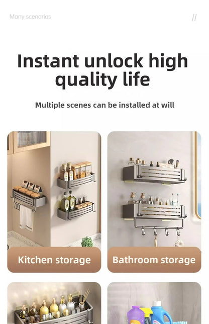 Bathroom storage shelf Bathroom toilet washstand Hand washing bathroom shower gel Wall storage shelf free of holes    Home Decor Supply | Online Retail | ShoreShopper.com