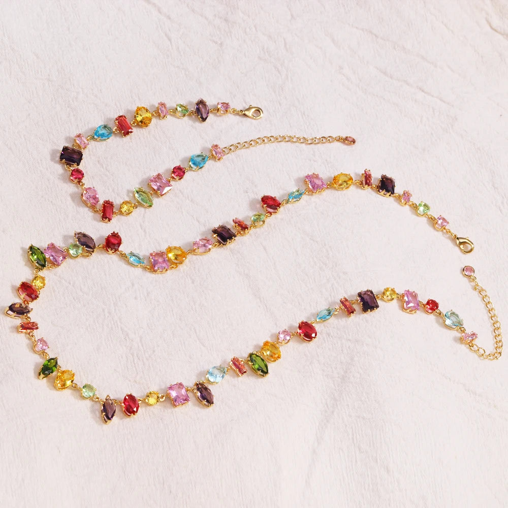 Brand 18K Gold Plated New Luxury Colourful Crystal Zircon Necklace For Women Fashion Party Jewelry Accessories Ladies Jewellery    Home Decor Supply | Online Retail | ShoreShopper.com