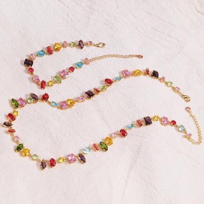 Brand 18K Gold Plated New Luxury Colourful Crystal Zircon Necklace For Women Fashion Party Jewelry Accessories Ladies Jewellery    Home Decor Supply | Online Retail | ShoreShopper.com