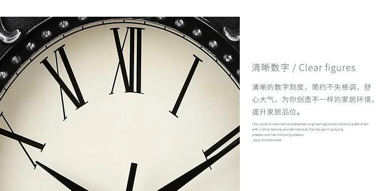 14" Vintage European Court elegance classical Style Wall Clock with Electroplated Black Gold/Silver & Roman Numerals for bedroom    Home Decor Supply | Online Retail | ShoreShopper.com
