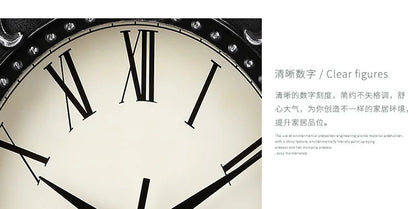14" Vintage European Court elegance classical Style Wall Clock with Electroplated Black Gold/Silver & Roman Numerals for bedroom    Home Decor Supply | Online Retail | ShoreShopper.com