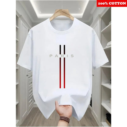 Fashion Paris Print T-shirt Men's Summer New 2025 New 100% Cotton Neck Short Short Sleeve Tee Gym Casual comfort Sports Top Men    Home Decor Supply | Online Retail | ShoreShopper.com