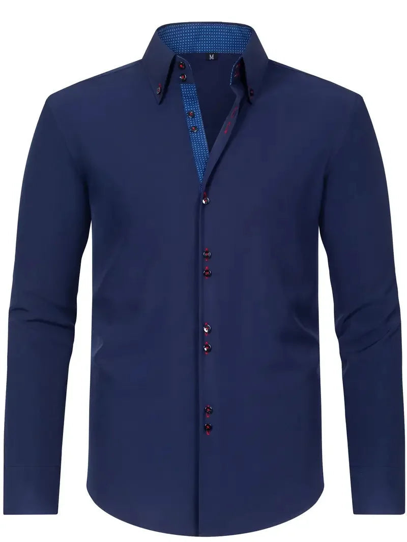 Men's shirt checkered striped geometric lapel street print long sleeved clothing fashionable streetwear designer casual    Home Decor Supply | Online Retail | ShoreShopper.com
