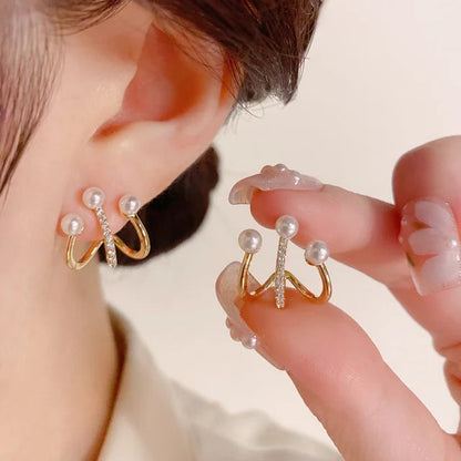 Upscale 14k Gold Jewelry Real Gold  Earrings Zircon Pearl Twist Luxury Stud Earrings for Women Brincos Pendientes Bijoux    Home Decor Supply | Online Retail | ShoreShopper.com