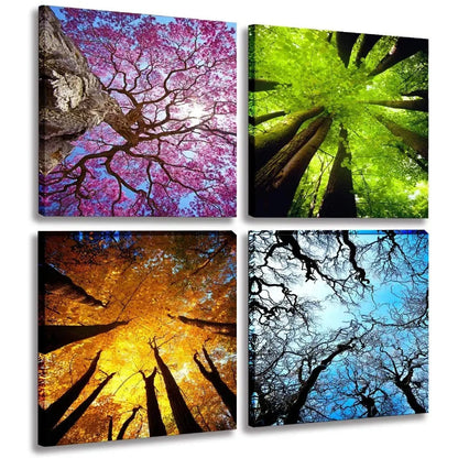 4 Panels Canvas Wall Art Spring Summer Autumn Winter Four Seasons Landscape Tree Painting Prints Modern Giclee Artwork Stretche    Home Decor Supply | Online Retail | ShoreShopper.com