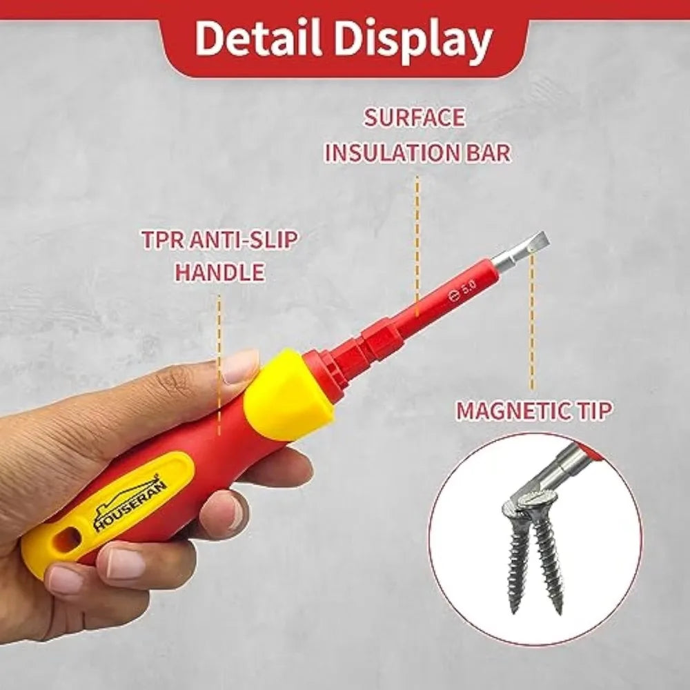 9714B 500V Insulated Screwdriver Set 12Pcs Double-Ended Insulated Screwdriver Tool with Non-Slip Handle All-in-One Prem    Home Decor Supply | Online Retail | ShoreShopper.com