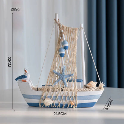 2025 Mediterranean Style Wooden Sailing Boat Model Ocean Style Desktop Ornament Crafts Small Wood Boat Kids Room Home Decor Gift    Your Coastal Marketplace | Shoreshopper.com