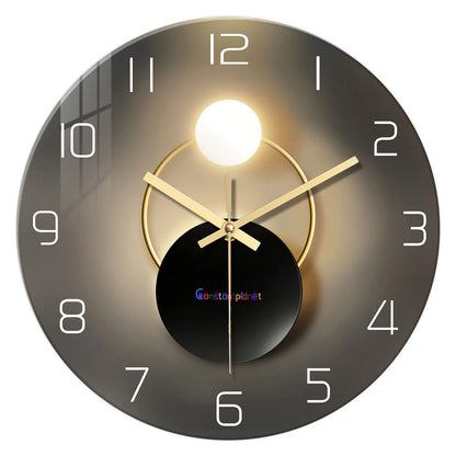 Light Luxury Simple Light and Shadow Flat Pattern Tempered Glass Wall Clock Living Room Bedroom Kitchen Home Decoration Wall Clock Silent Quartz Clock Holiday Gift 12 Inches 14 Inches 16inch (Without Batteries)    Home Decor Supply | Online Retail | ShoreShopper.com