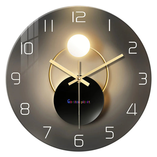 Light Luxury Simple Light and Shadow Flat Pattern Tempered Glass Wall Clock Living Room Bedroom Kitchen Home Decoration Wall Clock Silent Quartz Clock Holiday Gift 12 Inches 14 Inches 16inch (Without Batteries)    Home Decor Supply | Online Retail | ShoreShopper.com