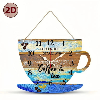 Coffee Cup Shaped Wooden Silent Hanging Wall Clock,Wood Grain Design Suitable For Living Room,Study Room,Bedroom,Home Decoration    Home Decor Supply | Online Retail | ShoreShopper.com