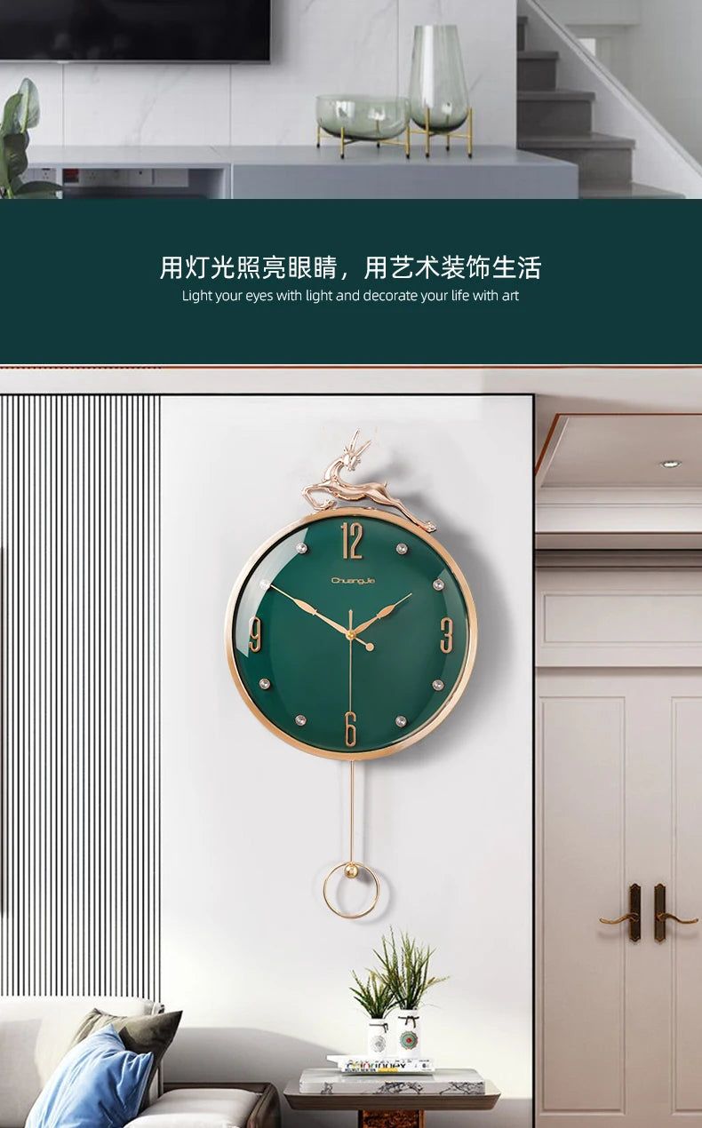 13 Inch Auspicious Deer Wall Clock Nordic Brief Design Living Room Decoration Kitchen Mute Clocks Art Wall Watch Home Decor NEW    Home Decor Supply | Online Retail | ShoreShopper.com